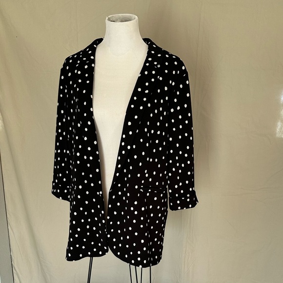 Polka Dot Blazer Maurices Versa Jacket open front black and white XXL elbow - Picture 2 of 16